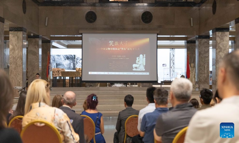 The opening ceremony of an exhibition of cultural relics from China's Hebei province is held in Belgrade, Serbia, Sept. 10, 2026. An exhibition featuring precious cultural relics from China's Hebei province opened Thursday at the National Museum of Serbia in Belgrade.
Titled Smiles Fill the World: Hebei 'Smiles' on Chinese Cultural Relics, the exhibition centers on the theme of smiles and showcases 31 sets of cultural relics from Hebei, including pottery figurines, sculptures and porcelain. (Photo by Wang Wei/Xinhua)