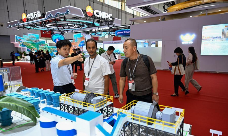 People visit the 2026 China Mining Conference and Exhibition in north China's Tianjin Municipality, Sept. 10, 2026. (Xinhua/Sun Fanyue)