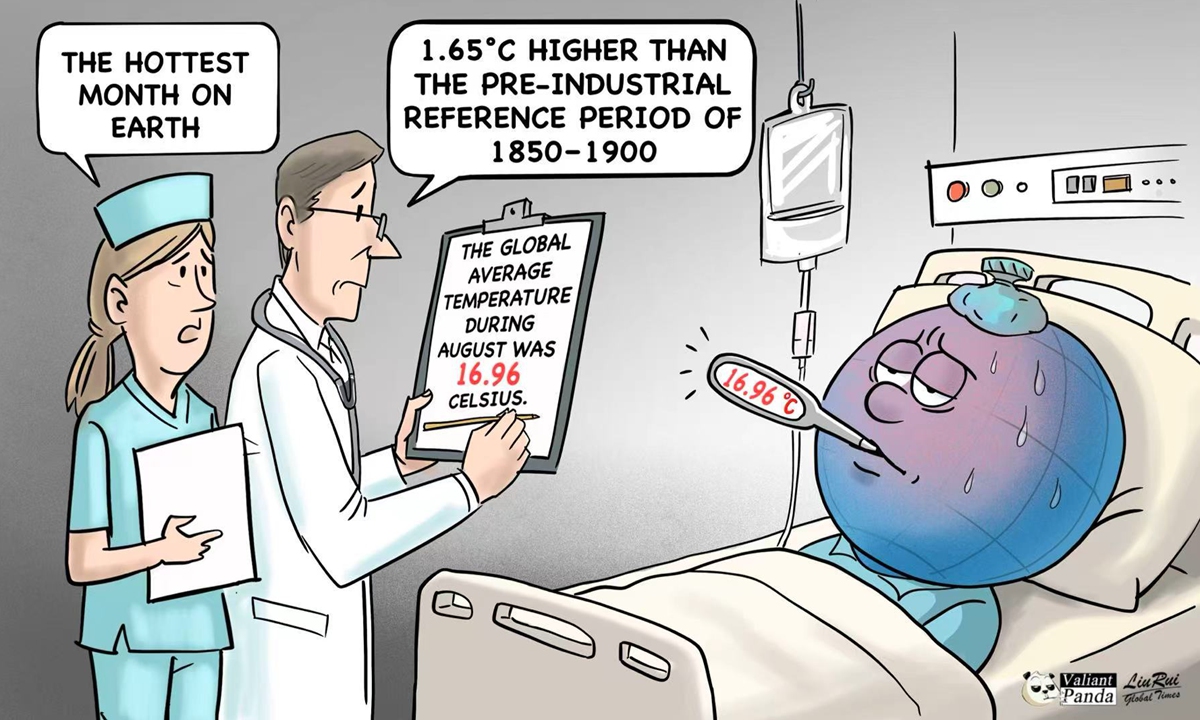 The hottest month on record globally Illustration: Liu Rui/GT
