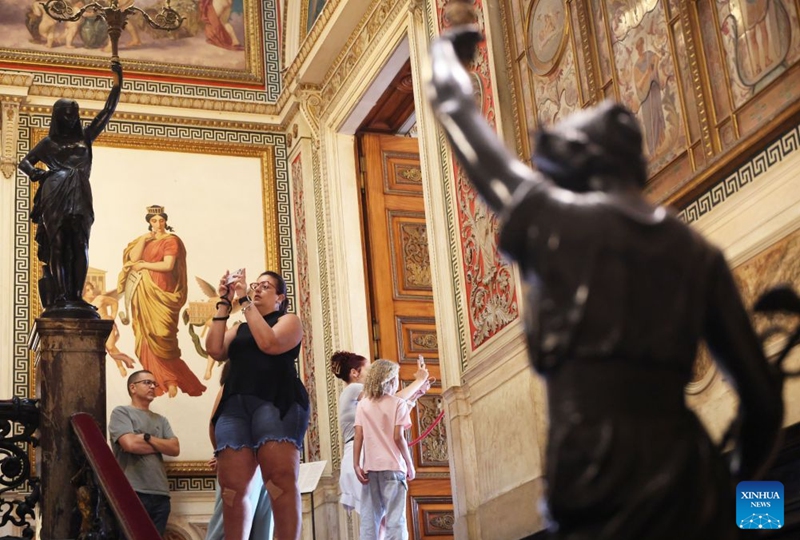 People take photos at the Museum of the Republic in Rio de Janeiro, Brazil, Sept. 12, 2026. The Museum of the Republic is housed in Catete Palace in Rio de Janeiro, which served as Brazil's presidential palace from 1897 to 1960. (Xinhua/Jin Haoyuan)