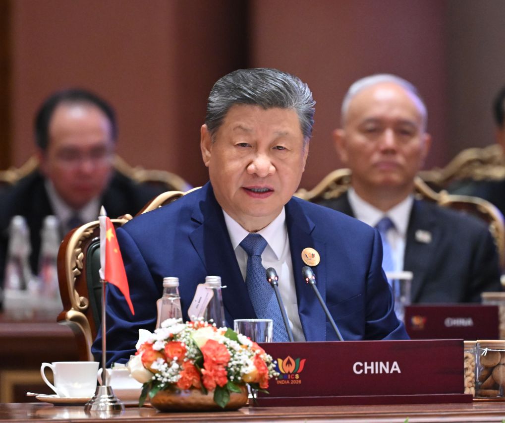 Chinese President Xi Jinping addresses the Session I of the 18th BRICS Summit in New Delhi, India, Sept. 12, 2026. (Xinhua/Yan Yan)