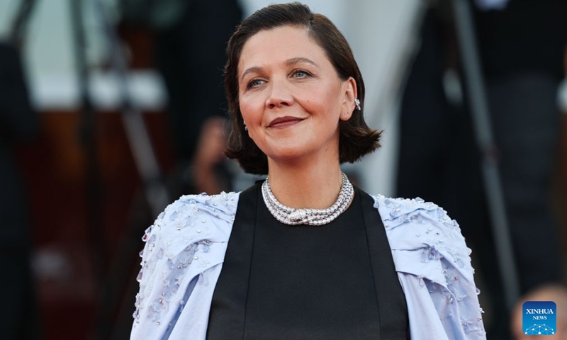 US actress and director Maggie Gyllenhaal, president of the 83rd Venice Film Festival Jury, poses at the red carpet of the 83rd Venice International Film Festival closing ceremony in Venice, Italy, Sept. 12, 2026. Photo: Xinhua
