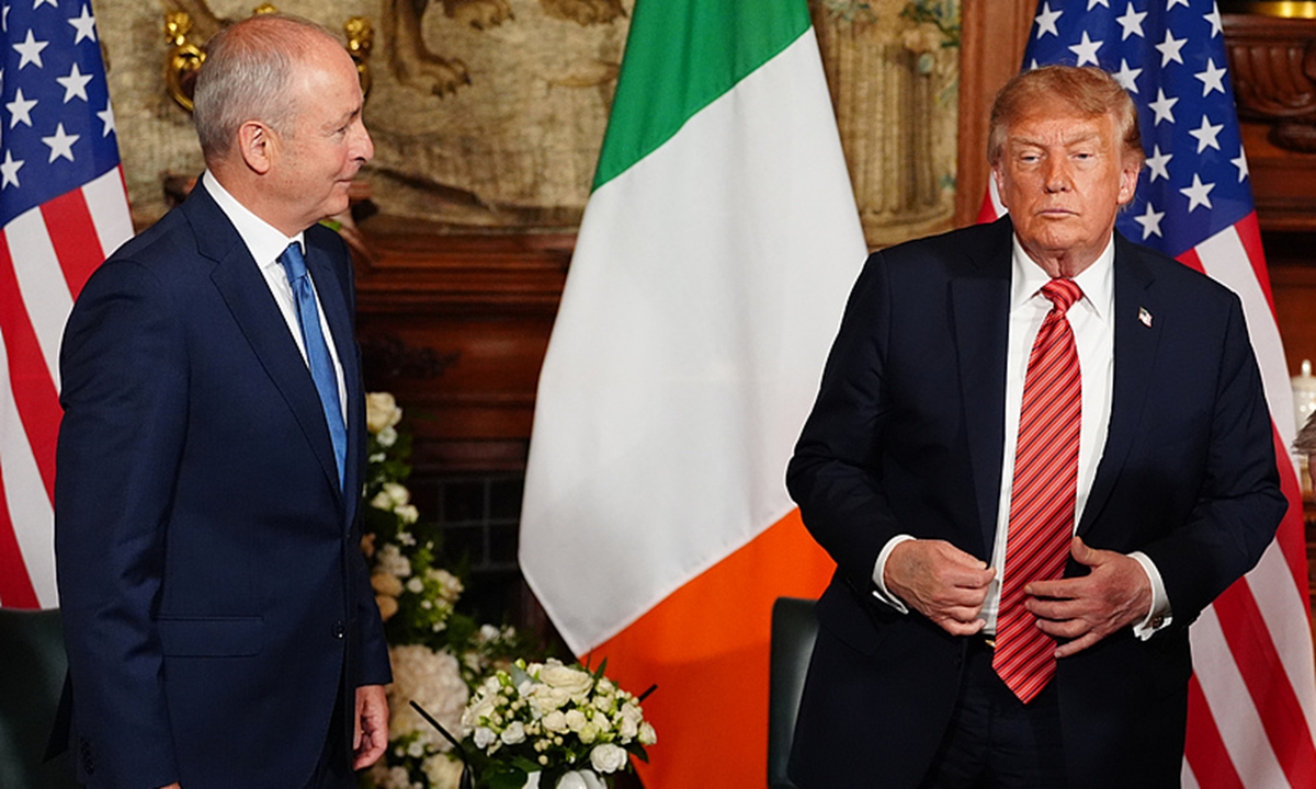 Ireland's Prime Minister Micheal Martin and US President Donald Trump during a meeting at Farmleigh House in Dublin on September 12, 2026. Photo: VCG
