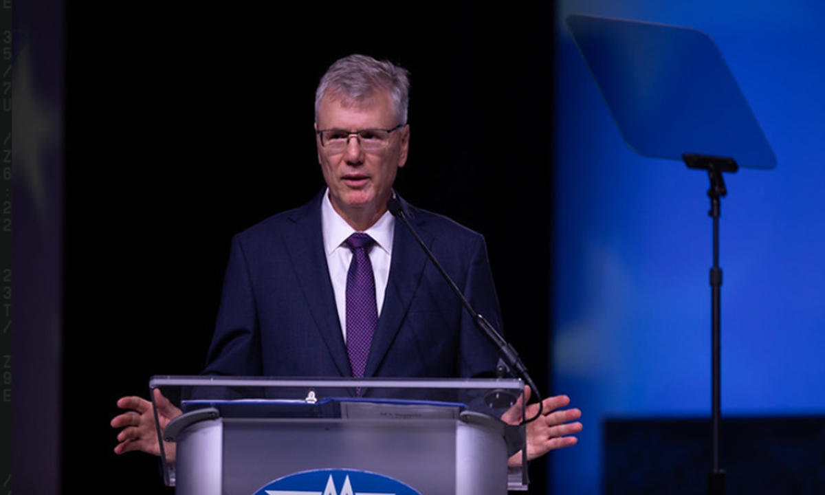 Air Force Secretary Troy Meink speaks at AFA's Air, Space, and Cyber conference September 14, 2026. Screenshot from Air & Space Forces website