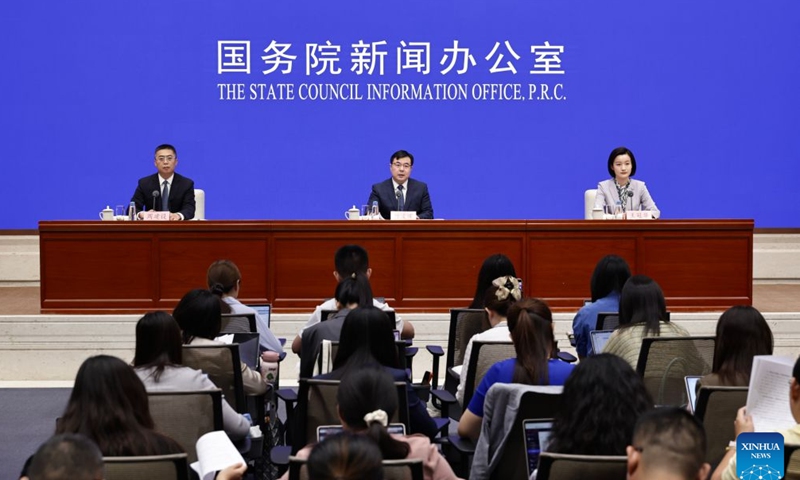 The State Council Information Office (SCIO) holds a press conference on China's economic performance in August 2026 in Beijing, capital of China, Sept. 15, 2026. (Xinhua/Zhang Yuwei)

