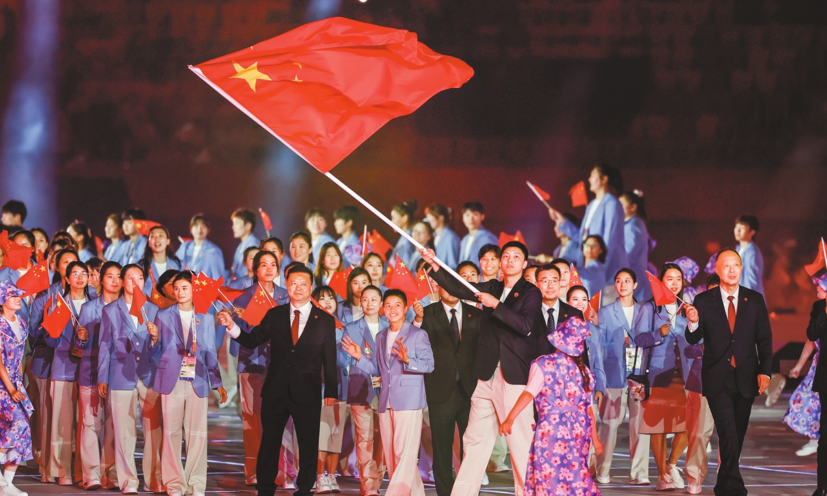 The opening ceremony of the 20th Asian Games Aichi-Nagoya 2026 is held in Nagoya, Japan, on September 19, 2026, with the Chinese sports delegation entering the stadium. Photo: VCG