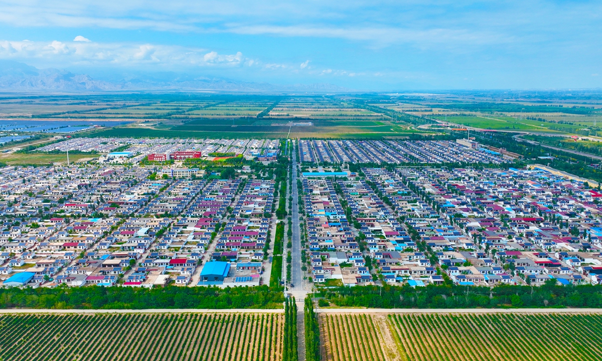 An aerial view of Minning, Northwest China's Ningxia Hui Autonomous Region Photo: VCG