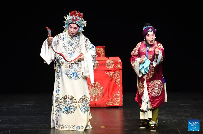 Actors perform The Legend of the Iron Bow, a Peking Opera piece, as part of the 2026 Chinese operatic performances series Legend of the Chinese Opera in Vienna, Austria, Sept. 19, 2026. (Xinhua/He Canling)