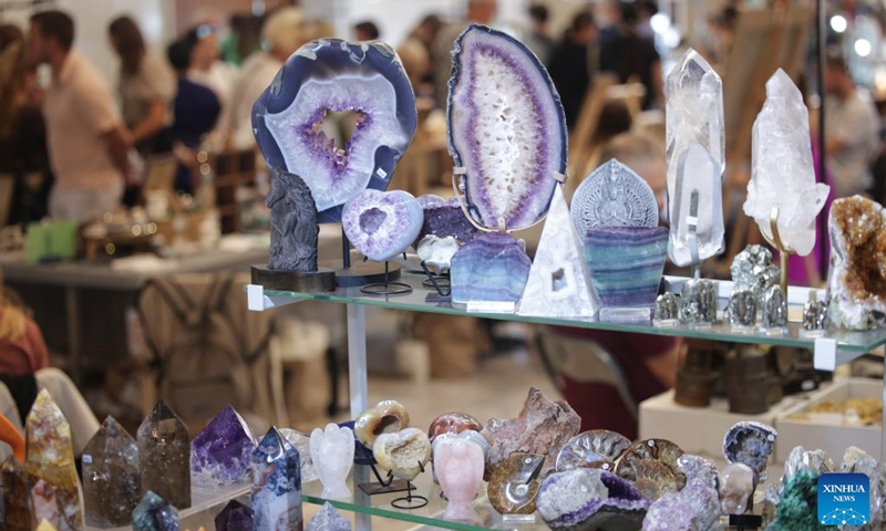 Minerals and products are displayed during the Mineral Fest in Ljubljana, Slovenia, Sept. 19, 2026. (Photo by Zeljko Stevanic/Xinhua)