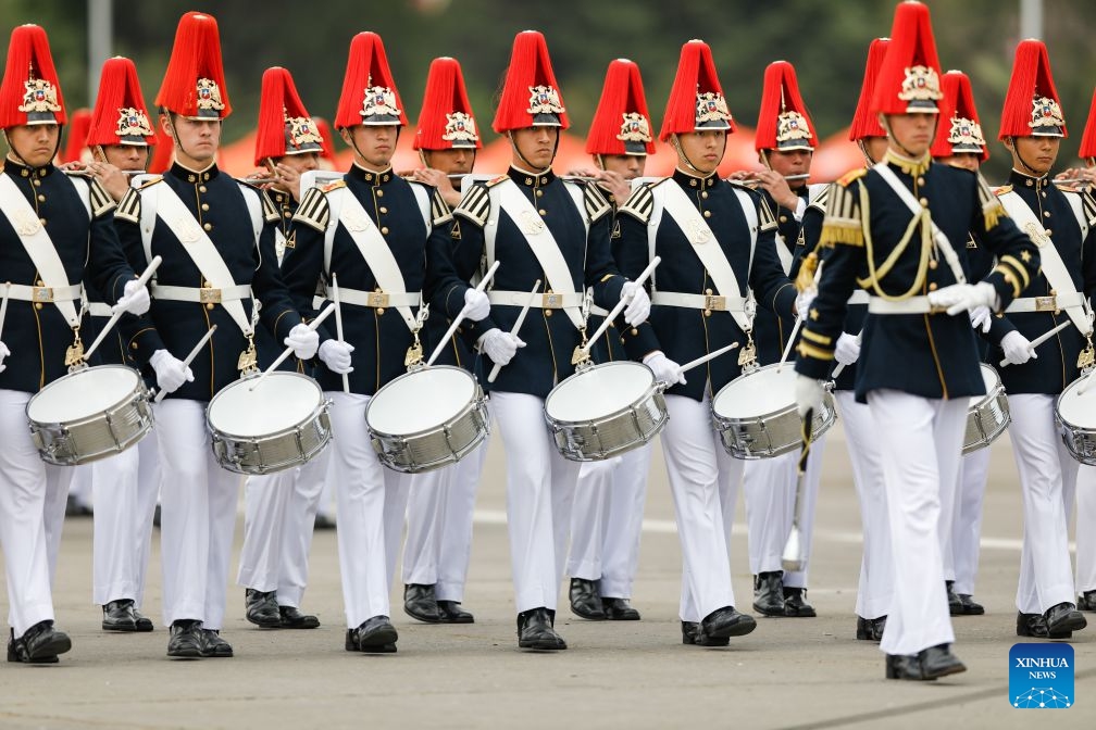 An annual military parade is held to celebrate the Day of the Glories of the Army at the O'Higgins park, in Santiago, Chile, Sept. 19, 2026. (Xinhua/Zhou Jiayi)