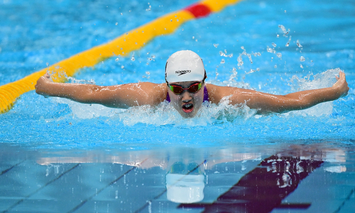 Chinese swimmer Yu Zidi competes in the women's 200-meter butterfly final of the Aichi-Nagoya Asian Games at Tokyo Aquatics Centre in Tokyo, Japan, on September 20, 2026. Photo: VCG