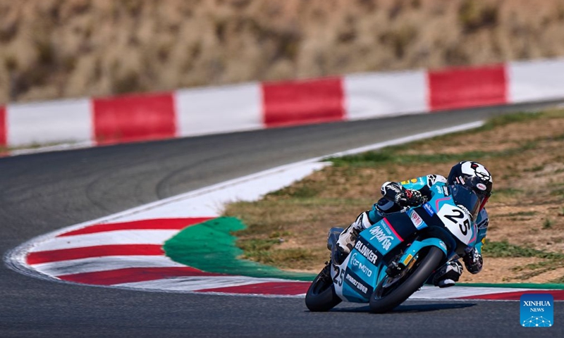 CFMOTO Aspar's rider Sun Shengbo of China competes during the race 1 of the ESBK Talent category at the 2026 Spanish Superbike Championship Navarra in Navarra, Spain, Sept. 19, 2026. Photo: Xinhua