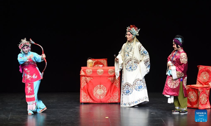 Actors perform The Legend of the Iron Bow, a Peking Opera piece, as part of the 2026 Chinese operatic performances series Legend of the Chinese Opera in Vienna, Austria, Sept. 19, 2026. (Xinhua/He Canling)