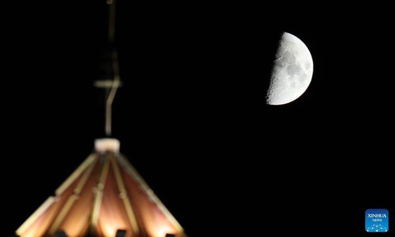 This photo taken on Sept. 19, 2026 shows the first quarter moon in the sky in Fuyuan City, northeast China's Heilongjiang Province. Photo: Xinhua