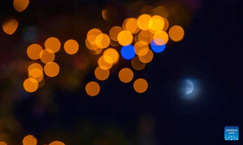This photo taken on Sept. 19, 2026 shows the first quarter moon in the sky in Jiayin County of Yichun City, northeast China's Heilongjiang Province. Photo: Xinhua