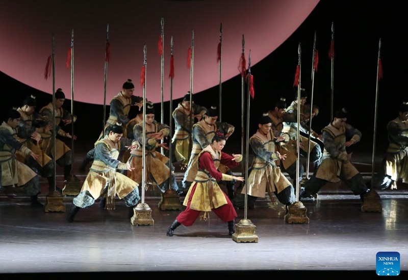 Dancers perform Chinese dance drama Mulan at Lincoln Center in New York, the United States, Sept. 19, 2026. The dance drama Mulan, presented by China Arts and Entertainment Group, was staged at Lincoln Center in New York on Saturday, attracting more than 2,000 viewers. (Xinhua/Zhang Fengguo)