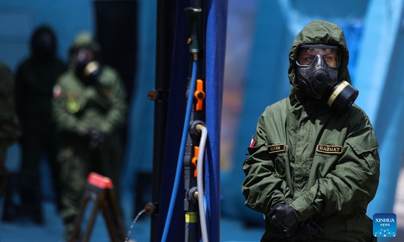 Emergency rescue team members take part in the Second National Earthquake Drill 2026, in Mexico City, capital of Mexico, on Sept. 19, 2026. (Photo by Francisco Canedo/Xinhua)