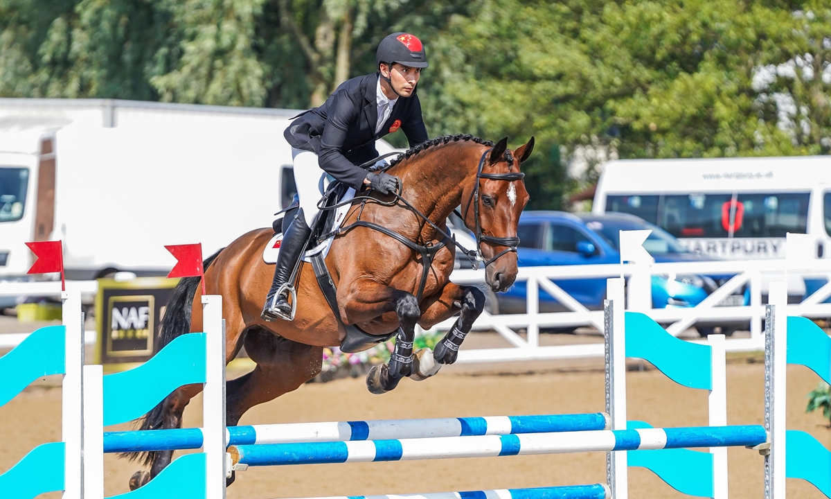 Chinese equestrian Hua Tian competes at the 2026 FEI World Championships in Aachen, Germany. Photo: Courtesy of FEI 