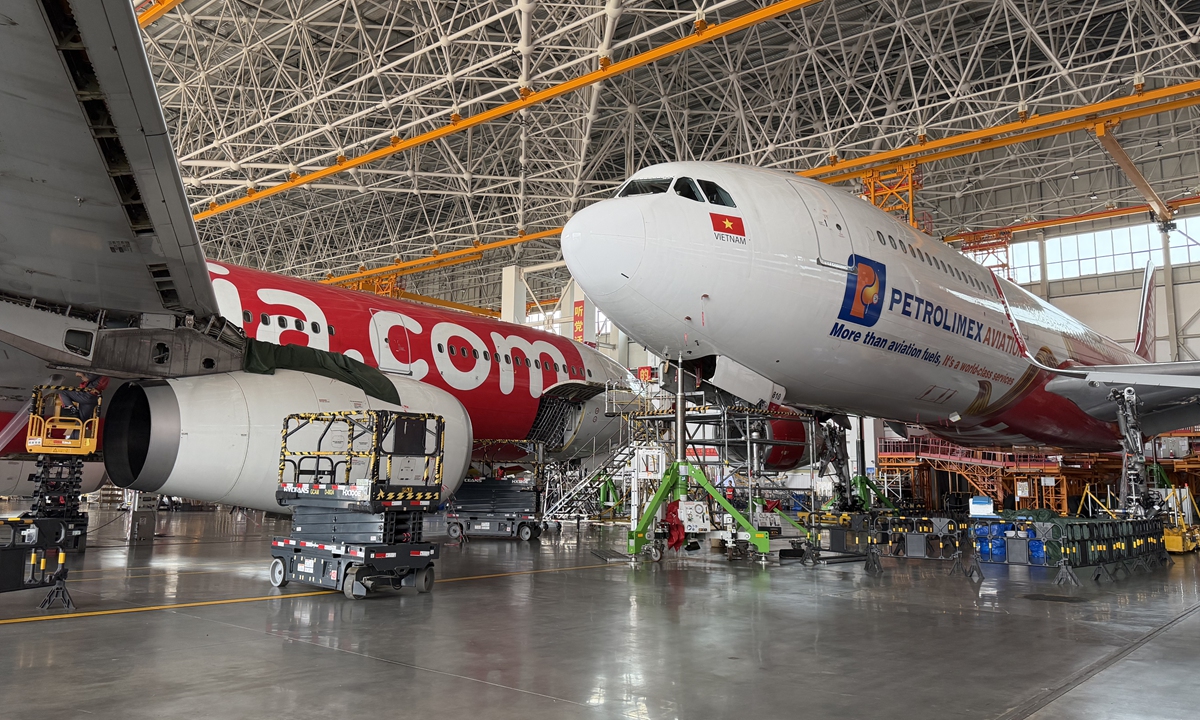 A corner of the one-stop aircraft maintenance industrial base in Haikou, South China's Hainan Province, on September 1, 2026 Photo: Ding Yazhi/GT