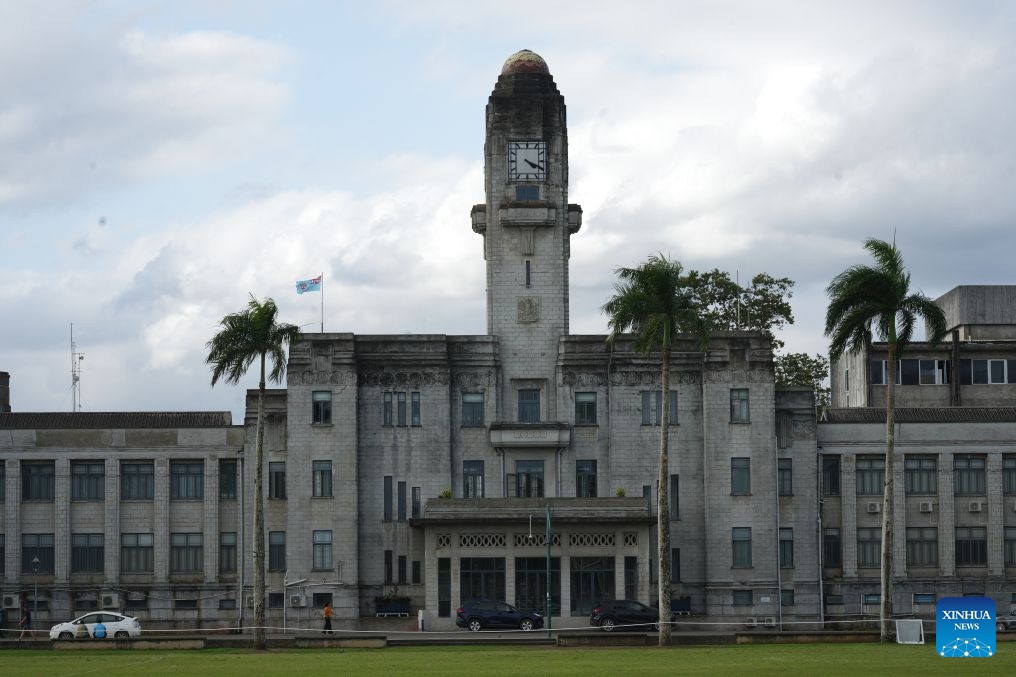 This photo taken on Sept. 21, 2026 shows a view of Government Buildings in Suva, Fiji. Located on the southeastern coast of Fiji's main island, Suva is the country's capital, major port and the most populous city. It serves as a key regional hub of the South Pacific for transportation, governance and diplomacy, as well as a prominent center for culture and education. (Xinhua/Bai Yongquan)