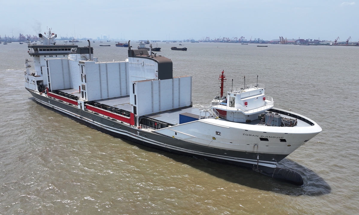 The Beograd, a container ship converted into a hospital ship by a Chinese company for an overseas client, set sail on September 19, 2026. Photo: Courtesy of CSSC Chengxi Shipyard