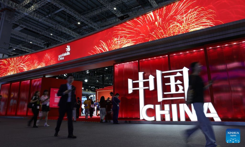 People visit the China Pavilion during the WorldSkills Shanghai 2026 Expo in east China's Shanghai, Sept. 23, 2026. The expo kicked off here on Wednesday. (Photo: Xinhua)