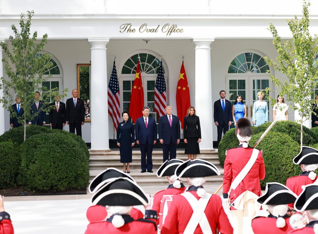 U.S. President Donald Trump holds a welcome ceremony for Chinese President Xi Jinping, who is on a state visit to the United States, at the White House in Washington, D.C., the United States, Sept. 24, 2026. (Xinhua/Wang Ye)