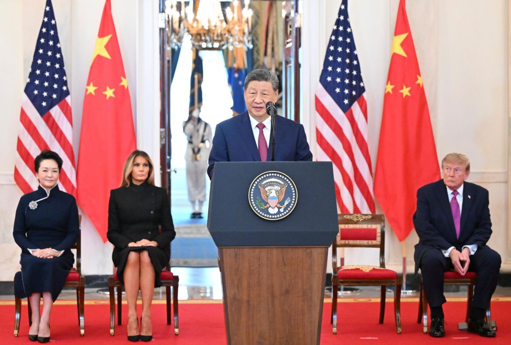 Chinese President Xi Jinping addresses a welcome ceremony held by U.S. President Donald Trump at the White House in Washington, D.C., the United States, Sept. 24, 2026. Trump held a welcome ceremony for Xi, who is on a state visit to the United States, at the White House on Thursday. (Xinhua/Li Xiang)