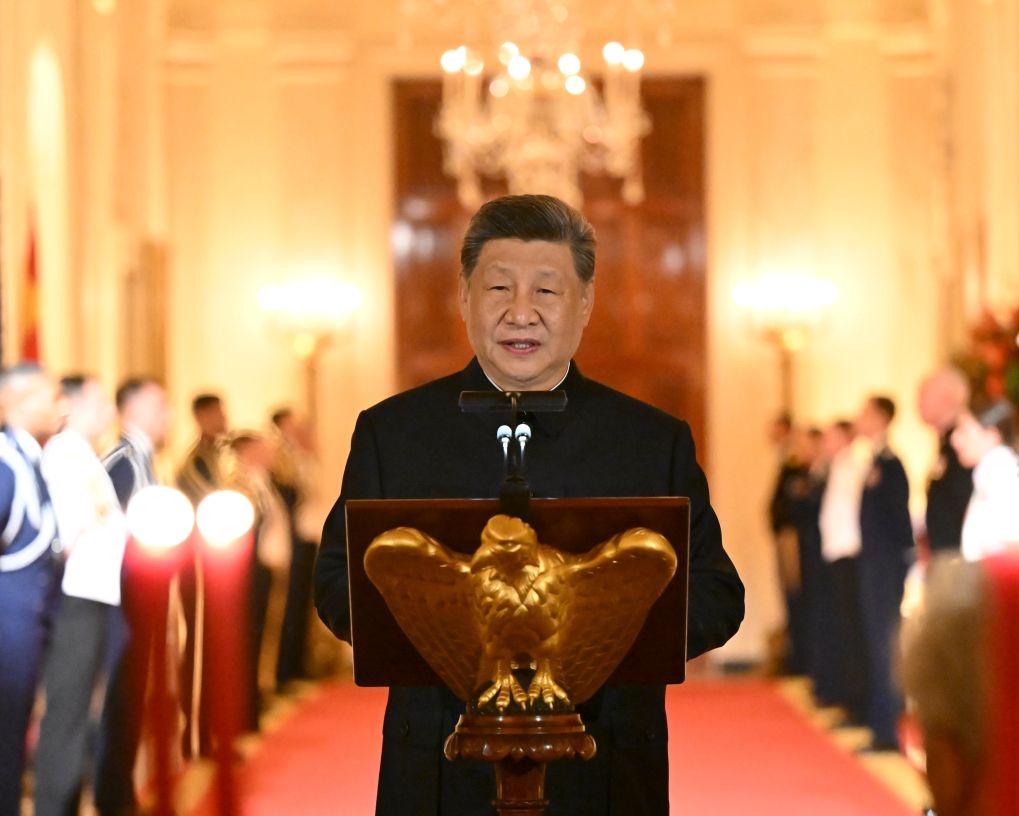 Chinese President Xi Jinping addresses a welcome banquet at the White House in Washington, D.C., the United States, Sept. 24, 2026. Xi on Thursday attended a welcome banquet held by U.S. President Donald Trump at the White House. (Xinhua/Xie Huanchi)