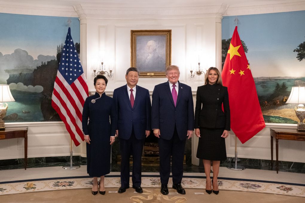 Chinese President Xi Jinping and his wife Peng Liyuan pose for a group photo with U.S. President Donald Trump and his wife Melania Trump during a welcome ceremony at the White House in Washington, D.C., the United States, Sept. 24, 2026. Trump held a welcome ceremony for Xi, who is on a state visit to the United States, at the White House on Thursday. (Xinhua/Xie Huanchi)