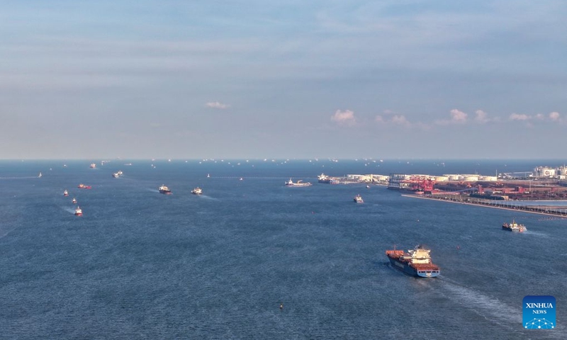 This aerial drone photo taken on Sept. 18, 2026 shows the main channel of Tianjin Port in Tianjin, north China. Tianjin is an important land-sea hub for Belt and Road cooperation. The China-SCO Port Economy Cooperation Center was inaugurated in Tianjin recently. The center aims to promote resource sharing, complementary strengths and coordinated development among ports of Shanghai Cooperation Organization (SCO) member states, while creating new opportunities for cooperation in the digital economy, port trade and related fields under the SCO framework.
In the first seven months of 2026, Tianjin's imports and exports with SCO member states totaled 29.54 billion yuan (about 4.4 billion U.S. dollars), up 8.6 percent year-on-year. The city has been actively exploring new approaches to high-level opening-up as a major gateway in northern China. Photo: Xinhua