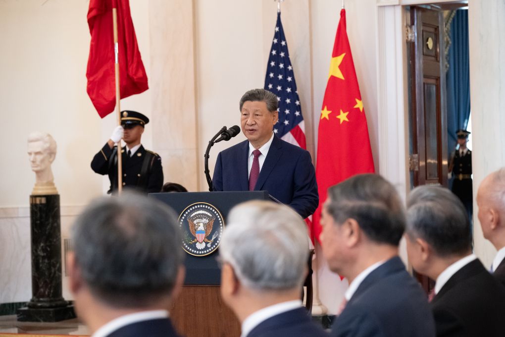Chinese President Xi Jinping addresses a welcome ceremony held by U.S. President Donald Trump at the White House in Washington, D.C., the United States, Sept. 24, 2026. Trump held a welcome ceremony for Xi, who is on a state visit to the United States, at the White House on Thursday. (Xinhua/Xie Huanchi)