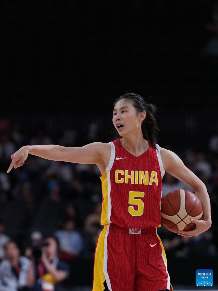 Wang Siyu of China gestures during the women's bronze medal match between China and Chinese Taipei at the 20th Asian Games Aichi-Nagoya 2026 in Nagoya, Japan, Sept. 26, 2026. (Xinhua/Tao Xiyi)