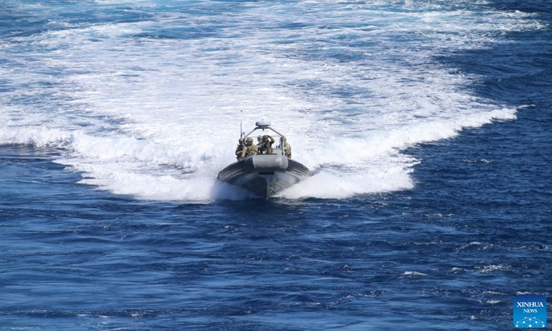 A military speedboat is pictured during the Denizkurdu-I/2026 exercise in Mugla, Türkiye, on Sept. 24, 2026. The Denizkurdu-I/2026 exercise is being held from Sunday to Friday in the Black Sea, Marmara Sea, Aegean Sea and the Eastern Mediterranean. Approximately 14,000 personnel, 100 surface vessels and 50 aircraft participated in the exercise. (Mustafa Kaya/Handout via Xinhua)