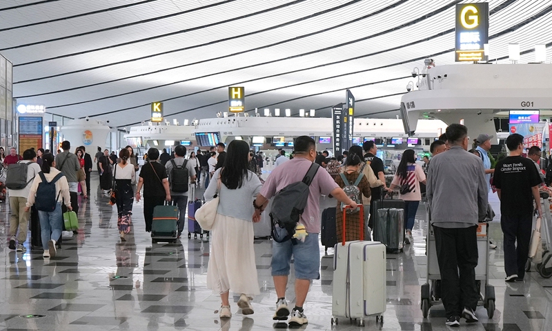 Travelers at the Beijing Daxing International Airport on September 24, 2026 Photo: Courtesy of Beijing Daxing International Airport