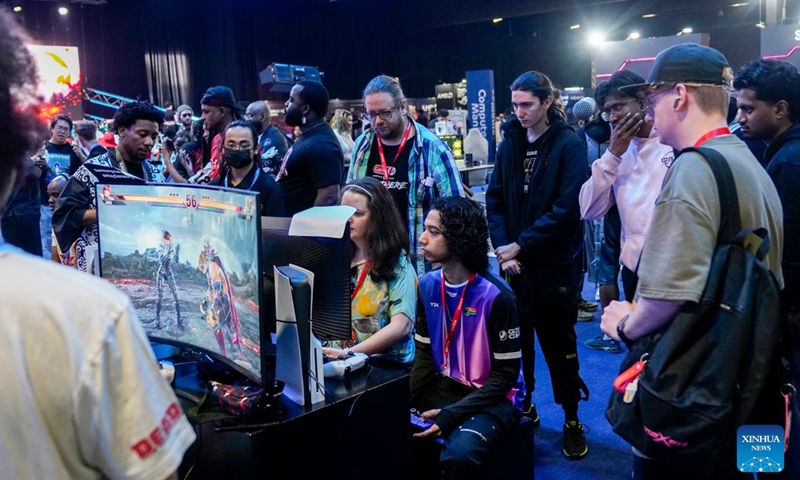 People play computer games at Comic Con Africa 2026 in Johannesburg, South Africa, Sept. 25, 2026. The event is held here from Sept. 24 to 27. (Photo by Shiraaz Mohamed/Xinhua)