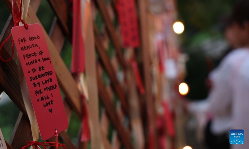 Cards are seen on a wall of wishes during a Mid-Autumn Festival celebration in San Marino, Los Angeles County, Southern California, the United States, on Sept. 25, 2026.(Photo by Zeng Hui/Xinhua)