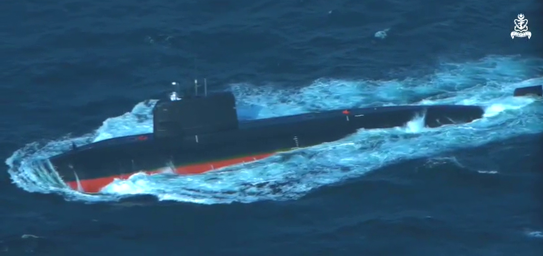 Pakistan Navy's newly inducted submarine PNS/M Hangor conducts its maiden live weapon firing mission in North Arabian Sea. Photo: Screenshot from the Pakistan Navy's Director General Public Relations official X account