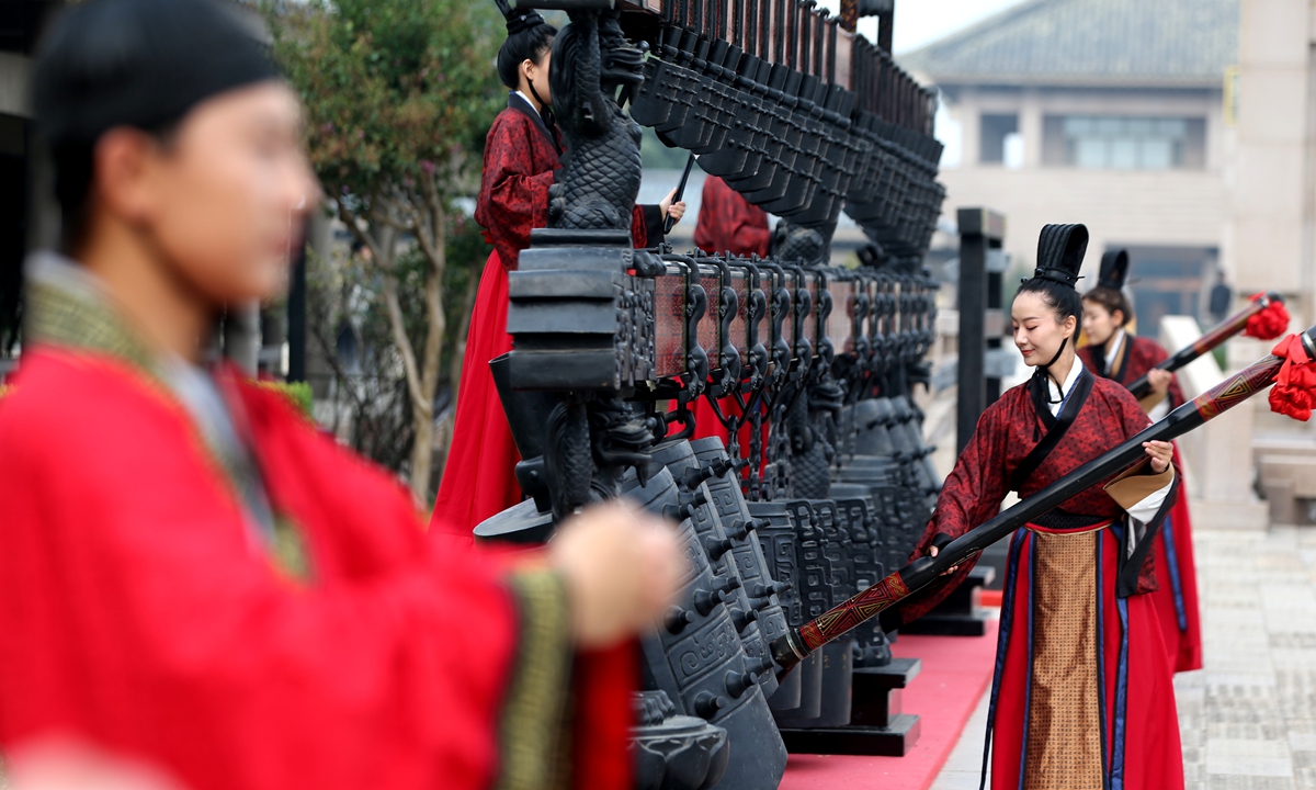 A ritual music performance is held at the opening ceremony of the 2026 China International Confucius Cultural Festival in Qufu, East China's Shandong Province, September 28, 2026. Photo: VCG