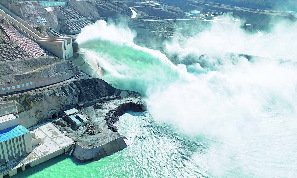 An aerial view of the Dashixia Water Control Project in Aksu, Northwest China's Xinjiang region. Photo: VCG