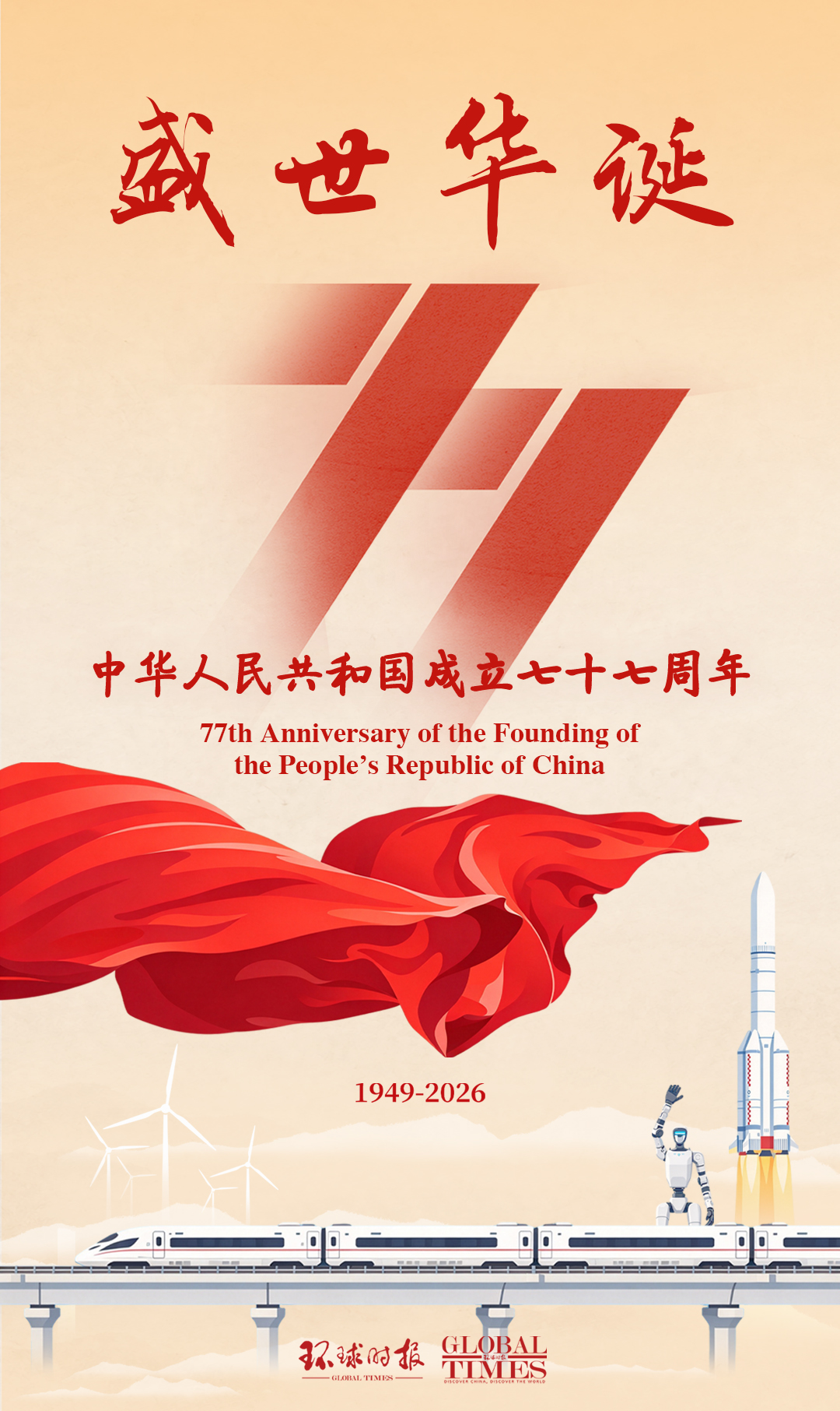 Celebrating the 77th anniversary of the founding of the People's Republic of China. Graphic: Global Times