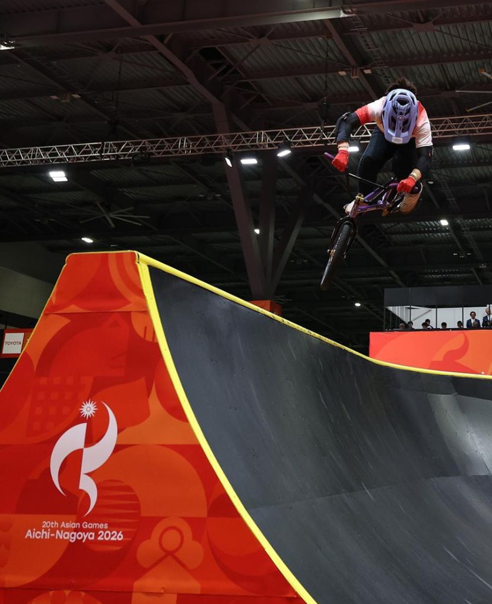 Sun Sibei of China competes during the women's park final of Cycling BMX Freestyle at the 20th Asian Games Aichi-Nagoya 2026 in Nagoya, Japan, Sept. 27, 2026. Photo: Xinhua
