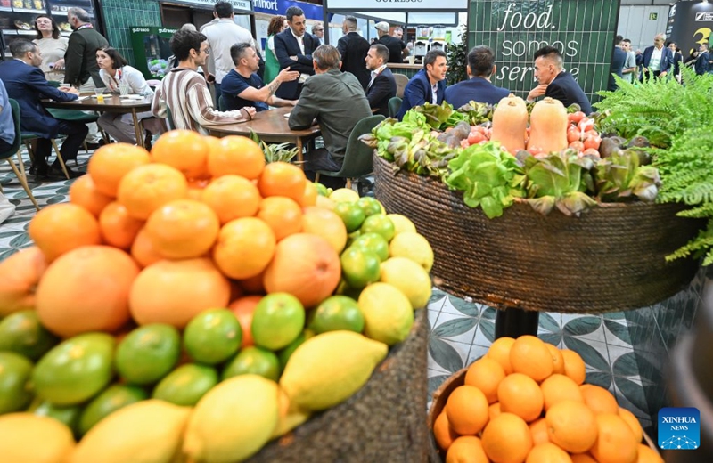 People gather at the IFEMA Madrid convention center for commercial negotiations at Fruit Attraction in Madrid, Spain, Oct. 6, 2026. Fruit Attraction is scheduled to take place from Oct. 6 to Oct. 8 in Madrid. Photo: Xinhua