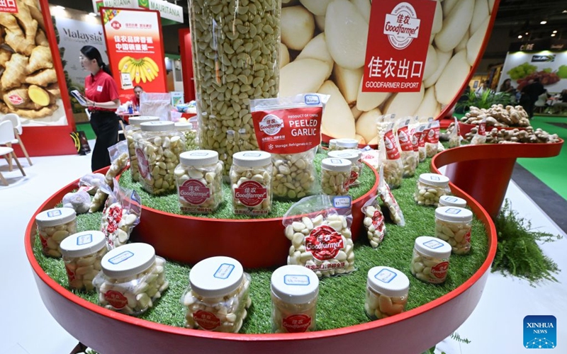 Chinese garlic is displayed at Fruit Attraction in Madrid, Spain, Oct. 6, 2026. Fruit Attraction is scheduled to take place from Oct. 6 to Oct. 8 in Madrid. Photo: Xinhua