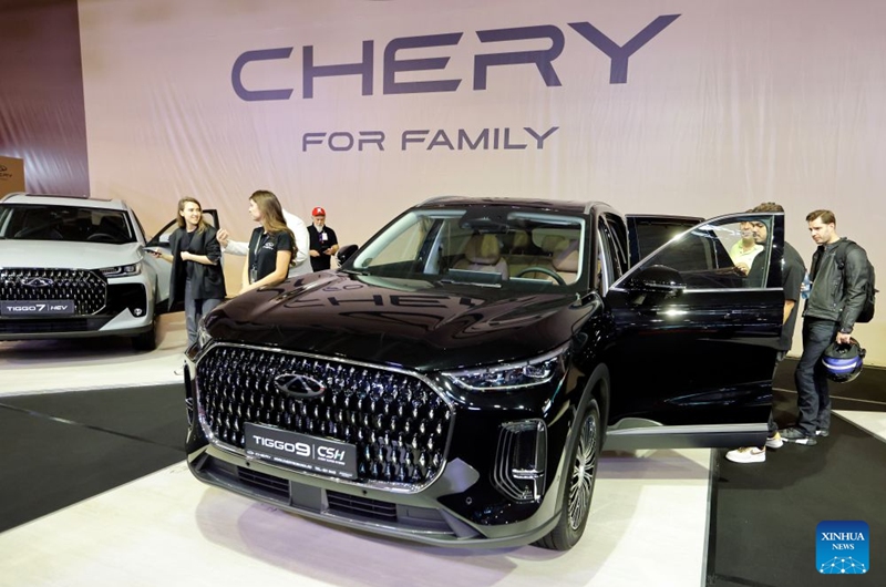 Visitors look at a car model produced by Chinese producer Chery during the first day of Bucharest Auto Show & Accessories in Bucharest, Romania, Oct. 6, 2026. Photo: Xinhua