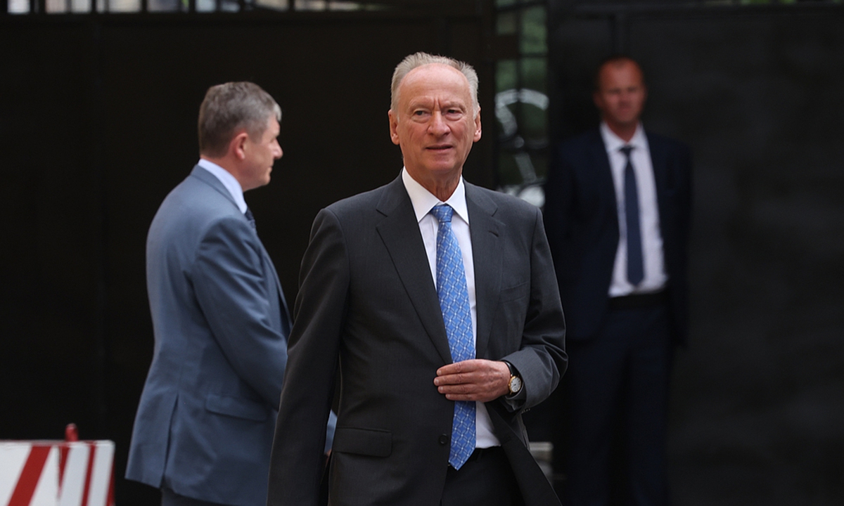 Russian Presidential Aide Nikolai Patrushev walks while visiting the Admiralty, on July 26, 2026, in Saint Petersburg, Russia. Photo: VCG  