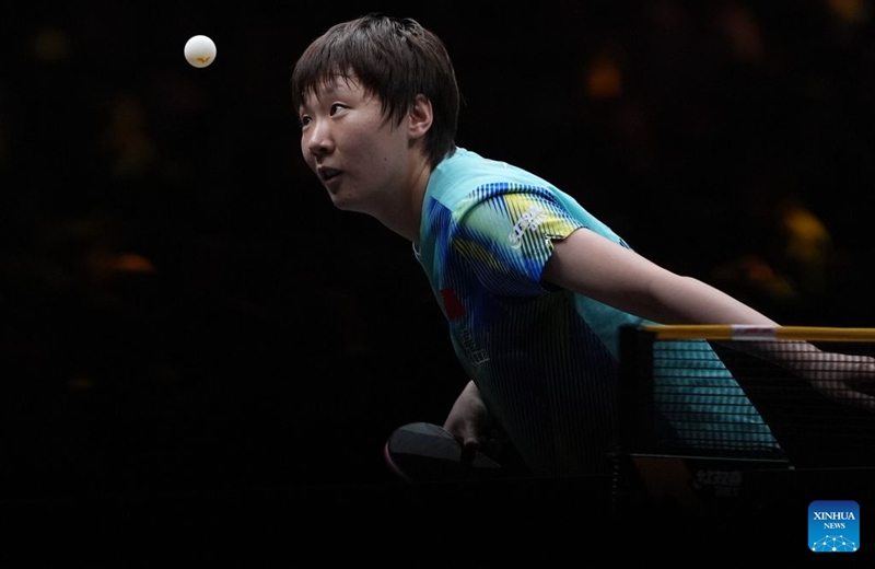 Wang Manyu of China serves during the women's singles round of 32 match against Manika Batra of India at 2025 World Table Tennis (WTT) China Smash in Beijing, China, Oct. 6, 2026. Photo: Xinhua