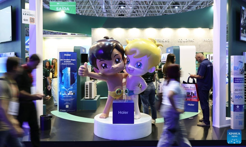 This photo taken on Oct. 6, 2026 shows the exhibition stand of Haier during the FEBRAVA Rio at the Riocentro convention and event center in Rio de Janeiro, Brazil. The three-day FEBRAVA Rio (Portuguese short for International Fair of Refrigeration, Air Conditioning, Ventilation, Heating, Air and Water Treatment) kicked off here on Tuesday. Some Chinese brands showcased their latest products during the fair, drawing great attention from visitors. Photo: Xinhua