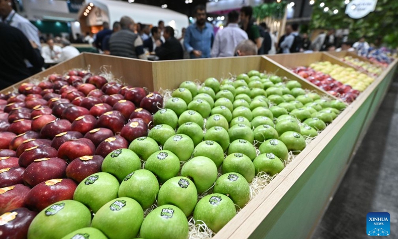 Fruits are displayed at Fruit Attraction in Madrid, Spain, Oct. 6, 2026. Fruit Attraction is scheduled to take place from Oct. 6 to Oct. 8 in Madrid. Photo: Xinhua