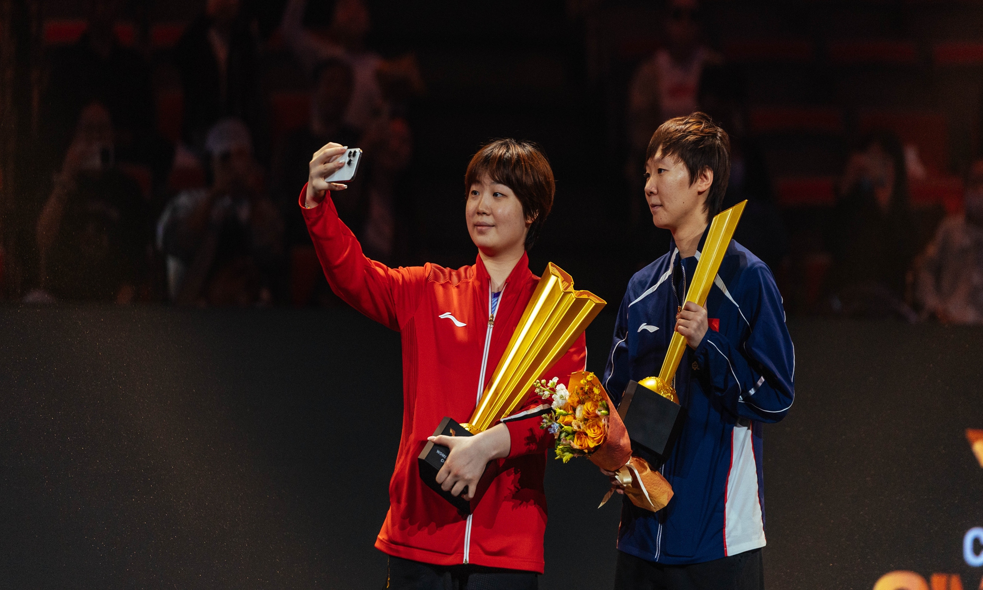 Chinese pair make history as first to defend women’s doubles title at WTT China Smash, claim team’s first title of tournament Photo: Li Hao/Global Times